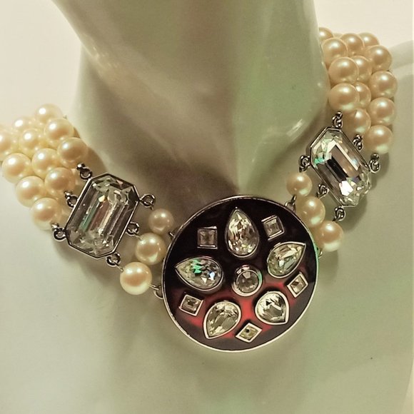 Vintage YSL Goossens Enamel Necklace Earring Set - Picture 2 of 13